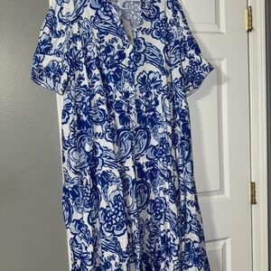 Crown & Ivy Floral Blue and White Dress